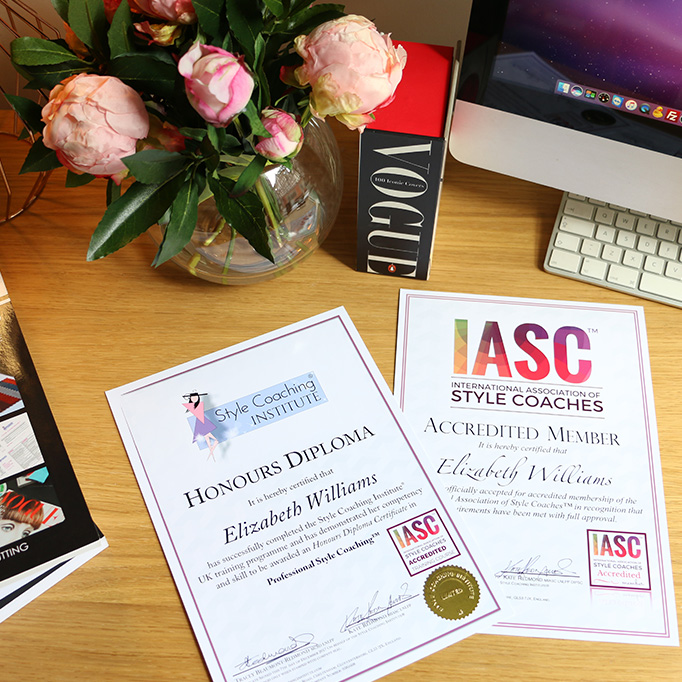 A table top with the style coaching institute diploma and & Association certificate